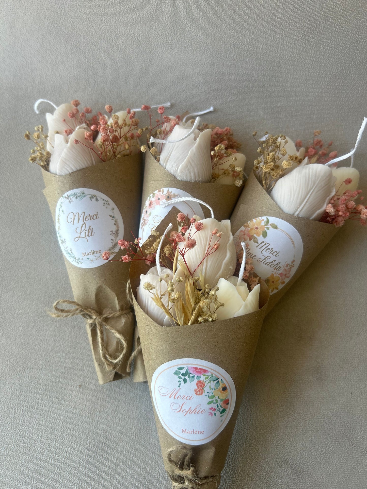 Bouquet de bougies fleurs personnalisé