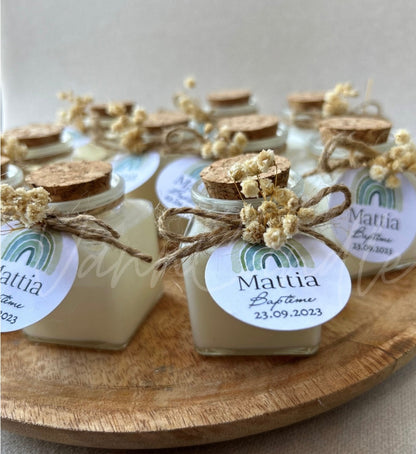 Bougie cadeau invité mariage pot en verre et liège