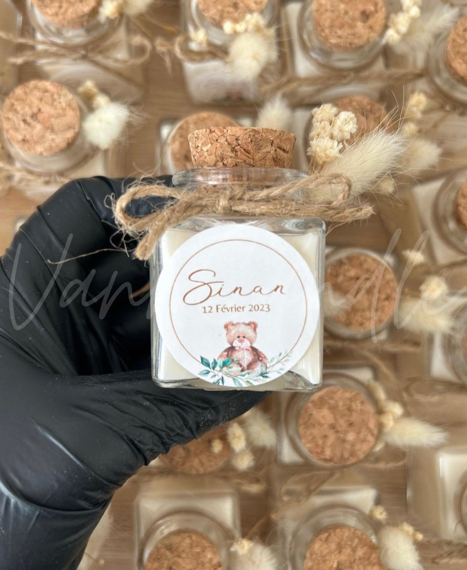 Bougie parfumée avec étiquette sur mesure pour événement