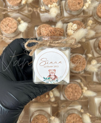 Bougie parfumée avec étiquette sur mesure pour événement