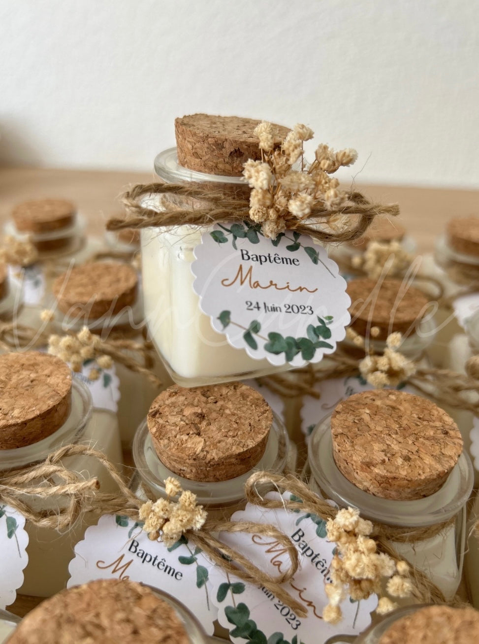 Bougie pot liège 50 ml pour anniversaire et réception