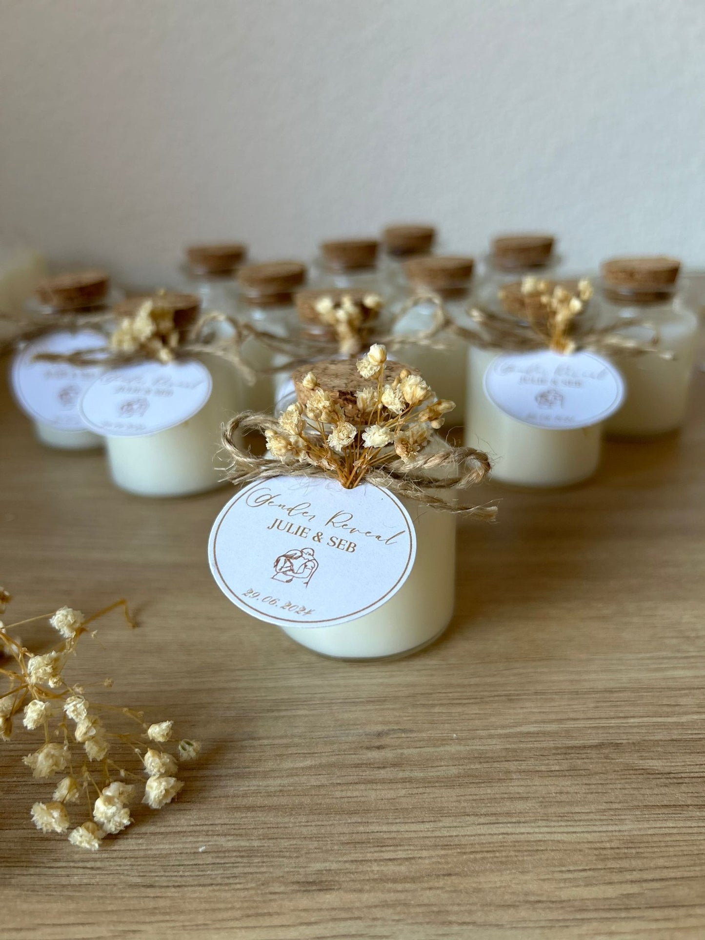 Bougie parfumée en pot de verre avec étiquette personnalisée